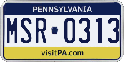 PA license plate MSR0313