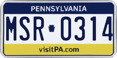 PA license plate MSR0314