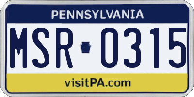 PA license plate MSR0315