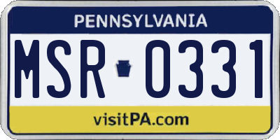 PA license plate MSR0331