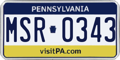 PA license plate MSR0343