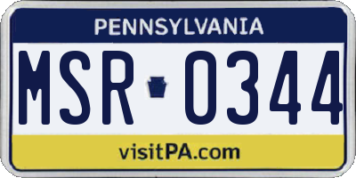 PA license plate MSR0344