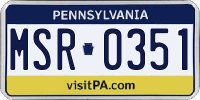 PA license plate MSR0351