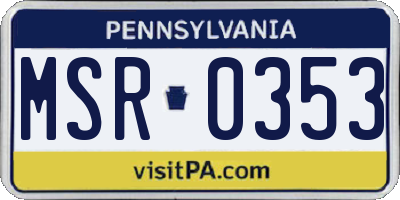 PA license plate MSR0353
