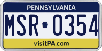 PA license plate MSR0354