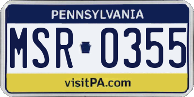 PA license plate MSR0355