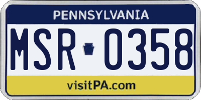 PA license plate MSR0358
