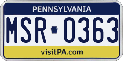 PA license plate MSR0363