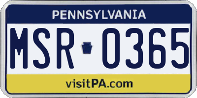 PA license plate MSR0365