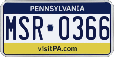 PA license plate MSR0366