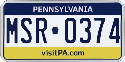 PA license plate MSR0374