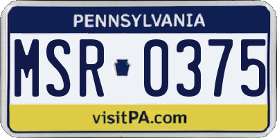 PA license plate MSR0375