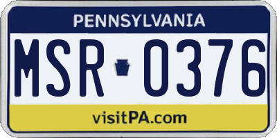 PA license plate MSR0376