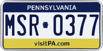 PA license plate MSR0377