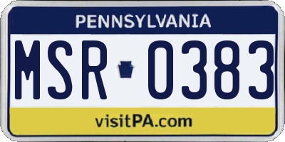 PA license plate MSR0383