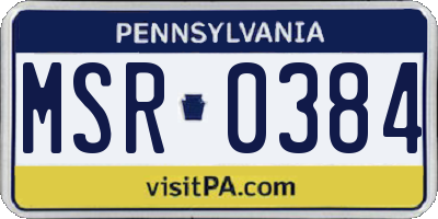 PA license plate MSR0384