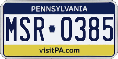 PA license plate MSR0385