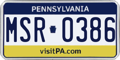PA license plate MSR0386