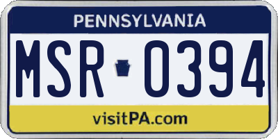 PA license plate MSR0394