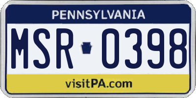 PA license plate MSR0398