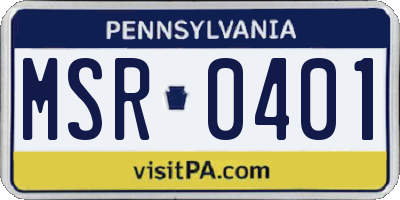 PA license plate MSR0401