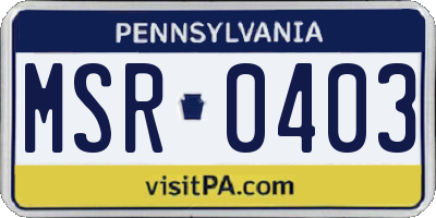 PA license plate MSR0403