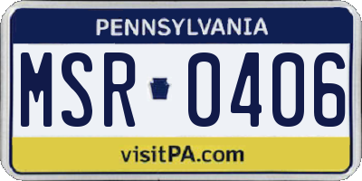 PA license plate MSR0406