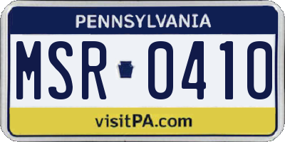 PA license plate MSR0410