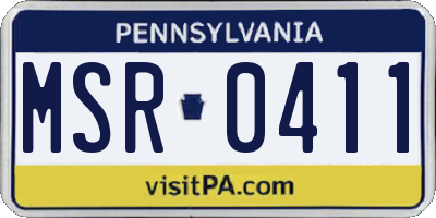 PA license plate MSR0411