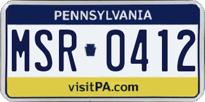 PA license plate MSR0412