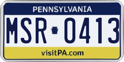 PA license plate MSR0413
