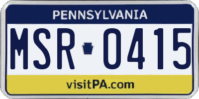 PA license plate MSR0415