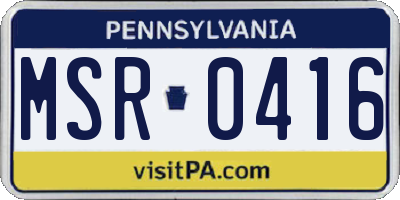 PA license plate MSR0416