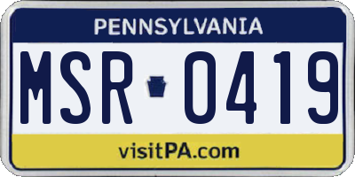 PA license plate MSR0419