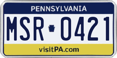 PA license plate MSR0421