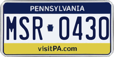 PA license plate MSR0430