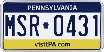 PA license plate MSR0431