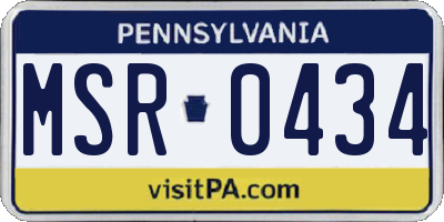 PA license plate MSR0434