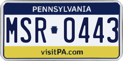 PA license plate MSR0443