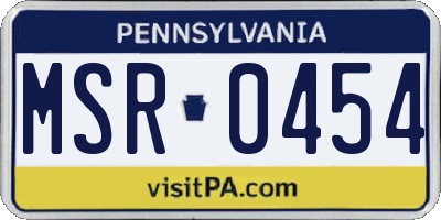 PA license plate MSR0454