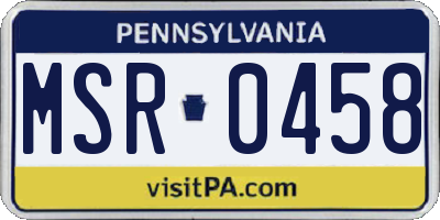 PA license plate MSR0458