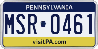 PA license plate MSR0461