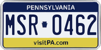 PA license plate MSR0462