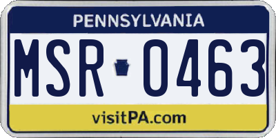 PA license plate MSR0463