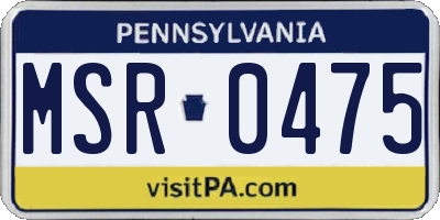 PA license plate MSR0475