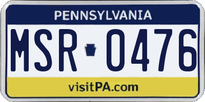 PA license plate MSR0476