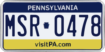 PA license plate MSR0478