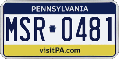 PA license plate MSR0481