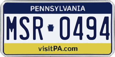 PA license plate MSR0494