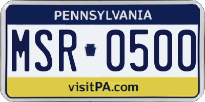 PA license plate MSR0500